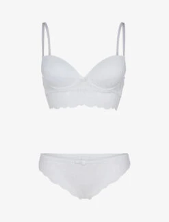 Ensemble Bustier Bi Matière - Blanc