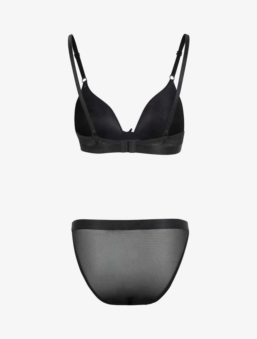 Ensemble En Dentelle Fleurie Et Résille - Noir 4 Ensemble En Dentelle Fleurie Et Résille - Noir – Image 2