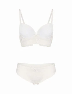 Ensemble à Large Bande Dentelle - Blanc