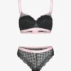 Ensemble Dentelle Et Bandes Contrastées - Noir -Lingerie De Mode Magasin 151380 ensemble dentelle et bandes contrastees noir 1