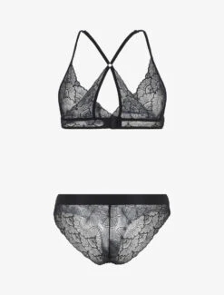Ensemble Soutien-gorge Triangle Et Shorty En Dentelle - Noir -Lingerie De Mode Magasin UNDE 101 2