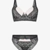 Ensemble Push Up En Dentelle Et Noeud - Noir