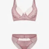 Ensemble Push Up En Dentelle Et Noeud - Rose -Lingerie De Mode Magasin UNDE 112 1