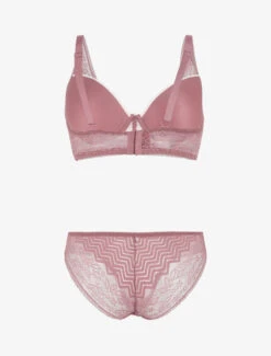 Ensemble Push Up En Dentelle Et Noeud - Rose -Lingerie De Mode Magasin UNDE 112 2