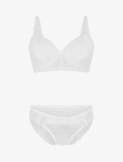 Ensemble Push Up En Dentelle Et Noeud - Blanc
