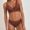 Ensemble Emboitant En Dentelle Motif Floral - Marron -Lingerie De Mode Magasin UNDE 125 8