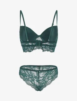 Ensemble Lingerie à Dentelle Fleurie - Vert Sapin -Lingerie De Mode Magasin UNDE 143 2