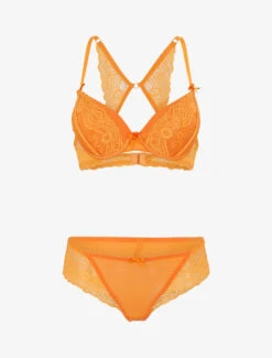 Ensemble Push Up Dos Nageur En Dentelle - Orange