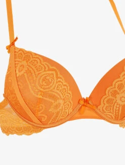 Ensemble Push Up Dos Nageur En Dentelle - Orange -Lingerie De Mode Magasin UNDE 151 3