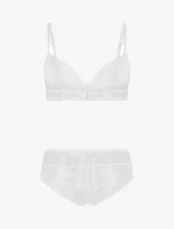 Ensemble Push Up à Pois En Dentelle - Blanc -Lingerie De Mode Magasin UNDE 157 2