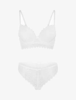 Ensemble Push Up Bande En Dentelle - Blanc