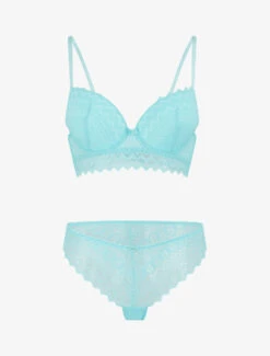 Ensemble Push Up Bande En Dentelle - Turquoise
