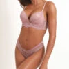 Ensemble Push Up Bande En Dentelle Et Noeud - Vieux Rose -Lingerie De Mode Magasin UNDE 166 8