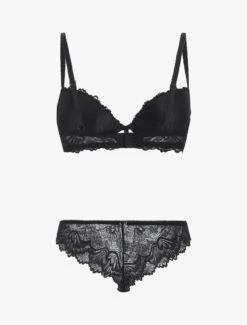Ensemble Soutien-gorge Push Up Et Shorty En Dentelle - Noir -Lingerie De Mode Magasin UNDE 175 2