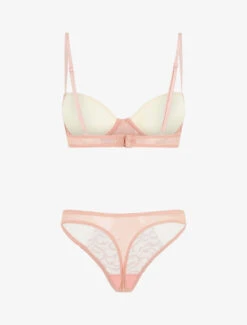 Ensemble Push Up En Dentelle à Motif Graphique - Rose -Lingerie De Mode Magasin UNDE 18 2