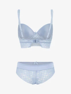 Ensemble Push Up à Large Bande En Dentelle - Bleu Lavande -Lingerie De Mode Magasin UNDE 181 2