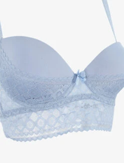 Ensemble Push Up à Large Bande En Dentelle - Bleu Lavande -Lingerie De Mode Magasin UNDE 181 3