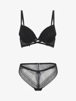 Ensemble Push Up Texturé En Dentelle - Noir
