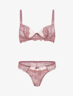 Ensemble Soutien-gorge Push Up Et Culotte En Dentelle - Rose -Lingerie De Mode Magasin UNDE 195 1