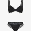 Ensemble Push Up Et Culotte Ajourée En Dentelle - Noir -Lingerie De Mode Magasin UNDE 198 1
