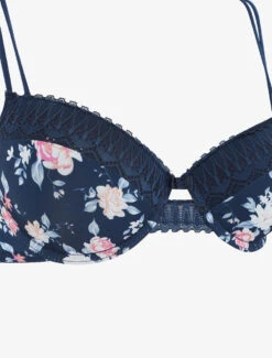 Ensemble Push Up Imprimé Fleuri Et Dentelle - Marine -Lingerie De Mode Magasin UNDE 208 3