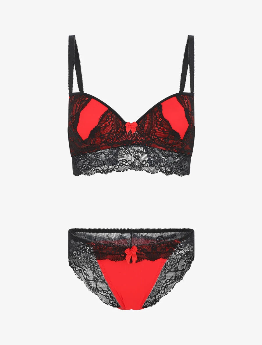 Ensemble Push Up Bandeau En Dentelle - Noir 4 Ensemble Push Up Bandeau En Dentelle - Noir – Image 2