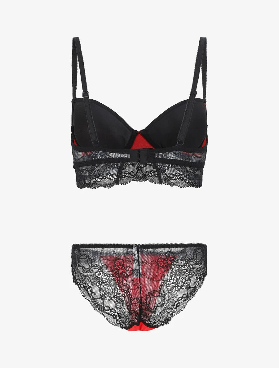 Ensemble Push Up Bandeau En Dentelle - Noir 5 Ensemble Push Up Bandeau En Dentelle - Noir – Image 3