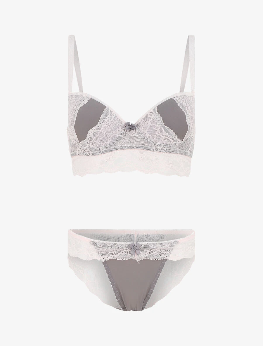 Ensemble Push Up Bandeau En Dentelle - Rose 4 Ensemble Push Up Bandeau En Dentelle - Rose – Image 2