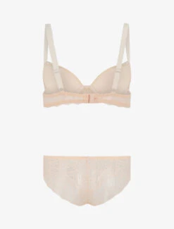 Ensemble Push Up En Dentelle Et Noeud - Beige -Lingerie De Mode Magasin UNDE 277 2