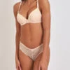 Ensemble Push Up En Dentelle Et Noeud - Beige