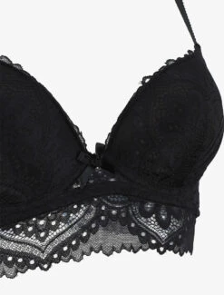 Ensemble Push Up Bandeau En Dentelle Et Motif Graphique - Noir -Lingerie De Mode Magasin UNDE 279 3