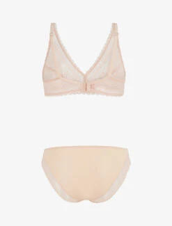 Ensemble En Dentelle à Motifs Fleuri - Beige -Lingerie De Mode Magasin UNDE 5 2