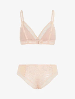 Ensemble Push Up En Dentelle à Motifs Fleuri - Rose -Lingerie De Mode Magasin UNDE 9 2