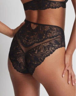 Culotte Taille Haute Aubade Flowermania (Noir) -Lingerie De Mode Magasin culotte taille haute aubade flowermania noir 2
