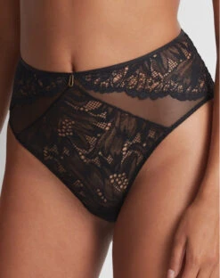 Culotte Taille Haute Aubade Flowermania (Noir)